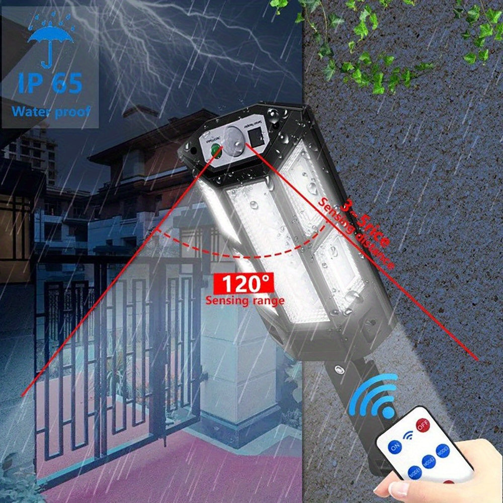 1pc Solar Street Lights,43LED Solar Wall Light Outdoor,Remote Control Solar Flood Light,Motion Sensor,For Yard,Garden Lamp