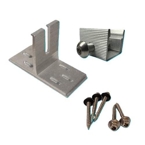 Sunstack SSM SS01-M100RB-00 Mill Open Slot L-Foot Kit with 20 Rail Brackets, Bolts and 100 Screws Box of 20