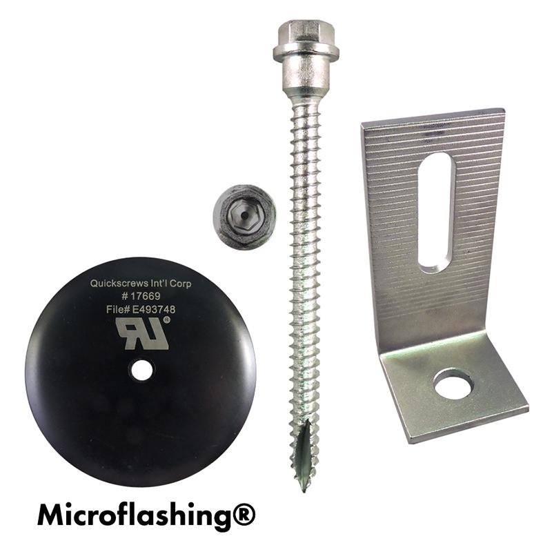 QuickBolt 17662 QB2 Microflashing 3" with 4" QuickBOLT Hanger Bolt and Stainless Steel L-Foot