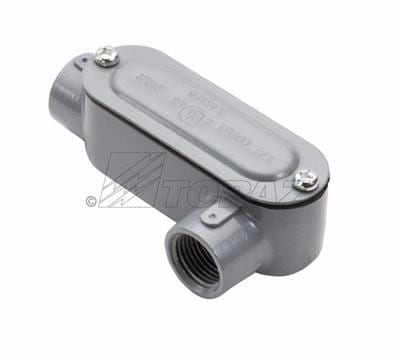 Topaz LL2CG Conduit Body with Cover & Gasket, Type LL, 3/4", Aluminum