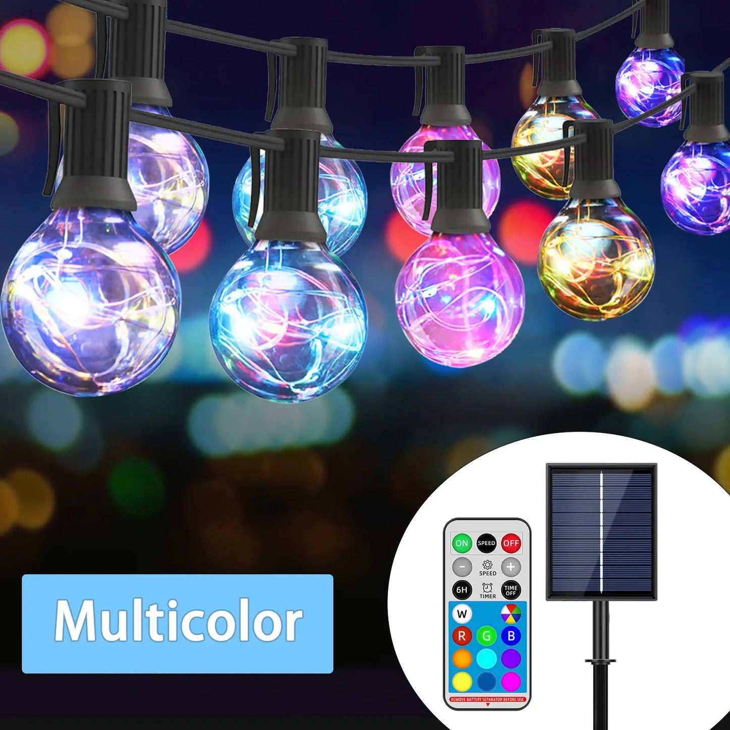 Solar Patio String Light G40,8 Light Modes, Outside Weatherproof Hanging Lights for Backyard Bistro Balcony Pergola Party Decor
