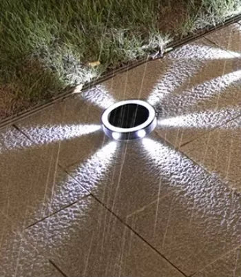 Outdoor Solar Wall Light Waterproof round Petal Garden Ground-Mounted Lamp with 8 Modes for Deck Fence Landscape Lighting