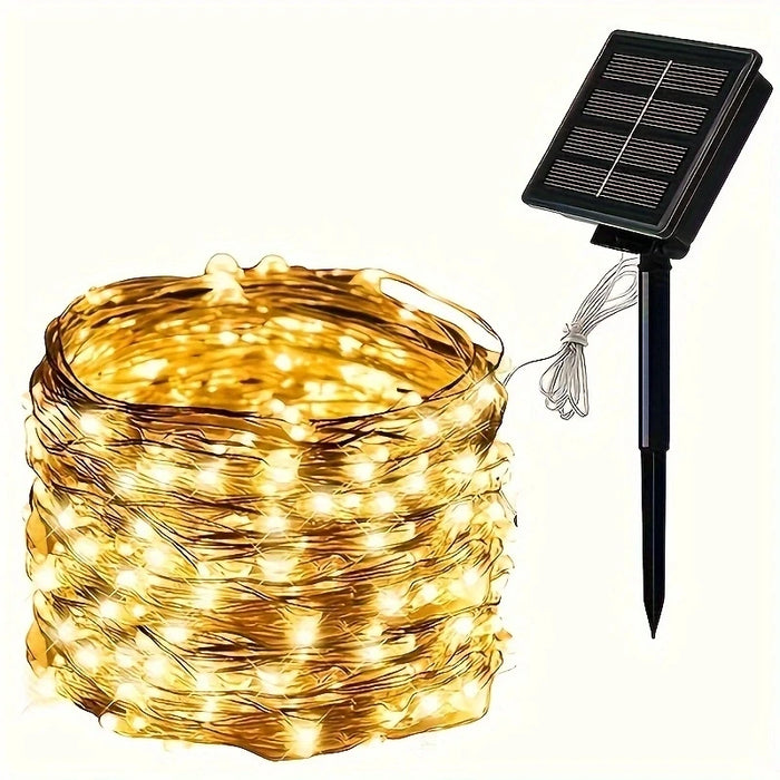 Solar String Lights Outdoor, Waterproof 100 LED Solar Powered Copper Wire String Lights with 8 Modes for Patio, Tree, Garden