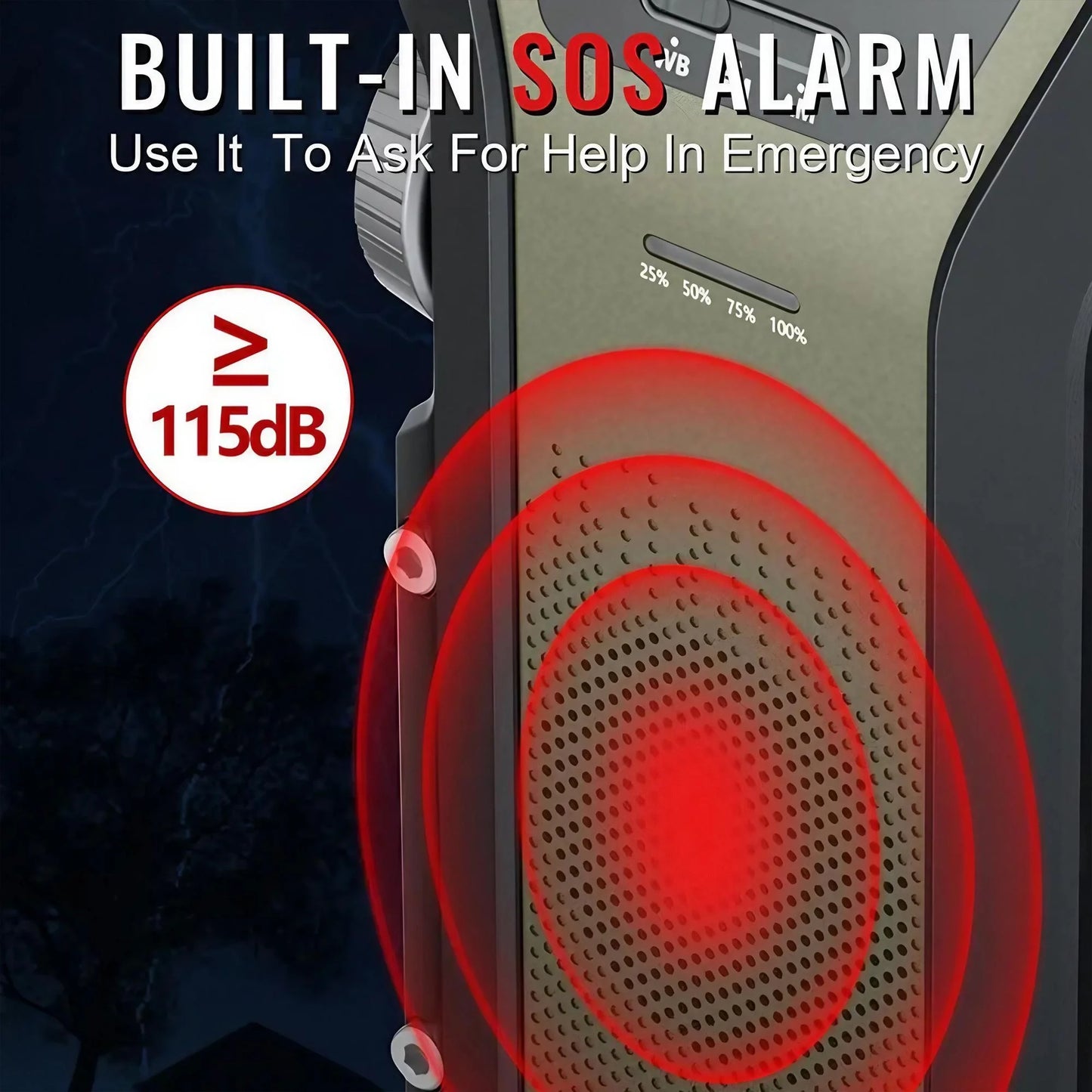 Weather Radio Emergency Multifunctional Radio FM AM WB Hand Crank Solar USB Charging 2000mAh Power Bank LED Flashlight Torch