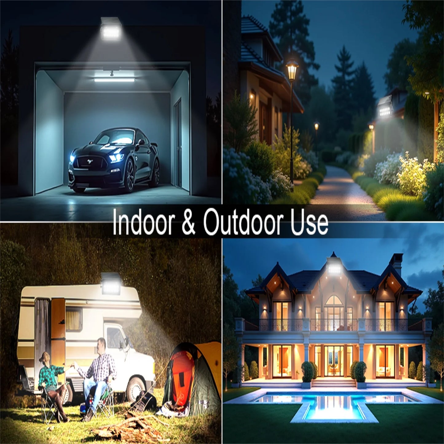 150W Solar Flood Lights Portable & Foldable 6500K 8000mAh IP65 Waterproof Outdoor Security Lights with Remote Control