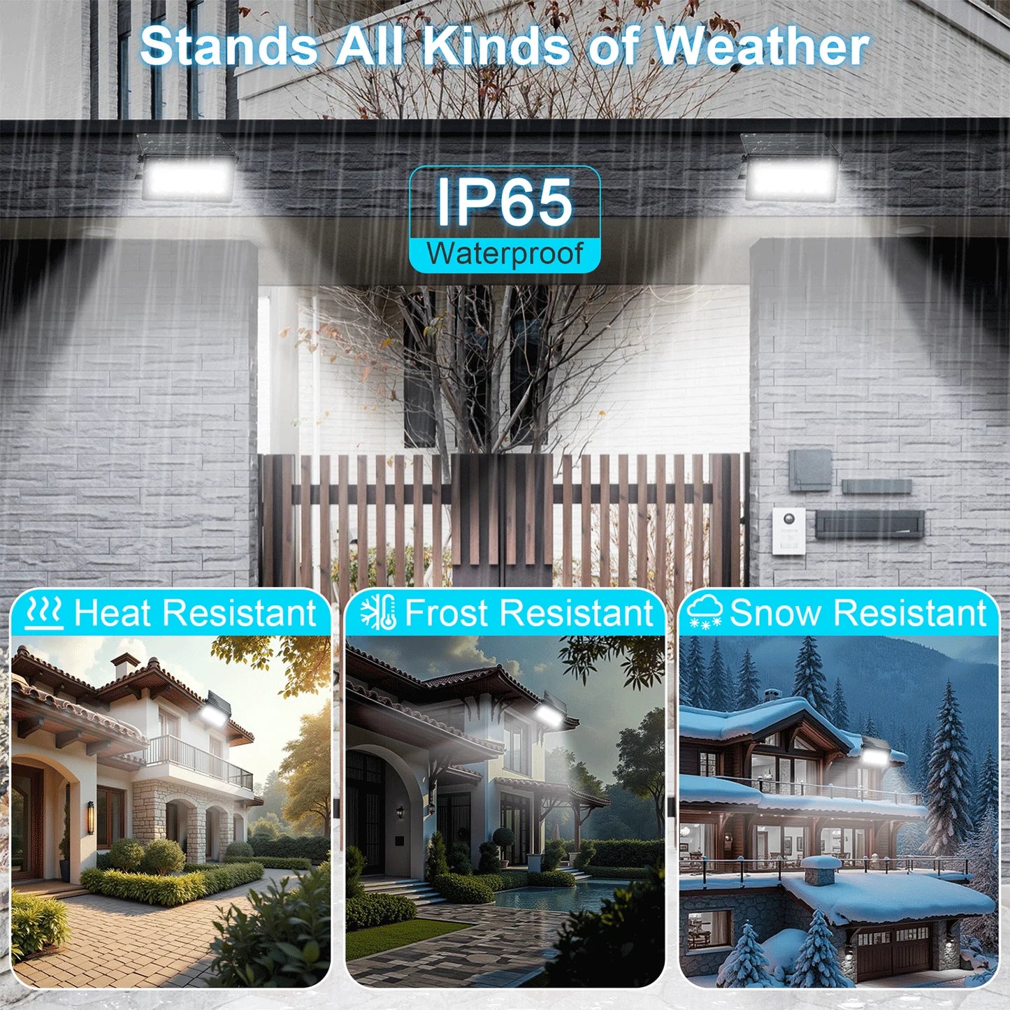 150W Solar Flood Lights Portable & Foldable 6500K 8000mAh IP65 Waterproof Outdoor Security Lights with Remote Control