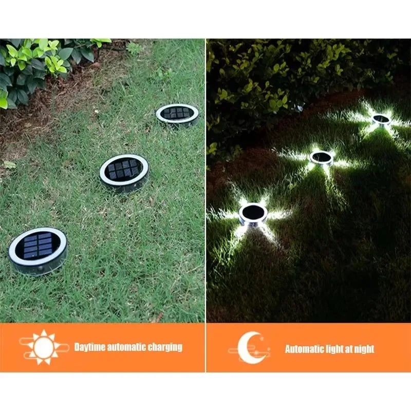 Outdoor Solar Wall Light Waterproof round Petal Garden Ground-Mounted Lamp with 8 Modes for Deck Fence Landscape Lighting