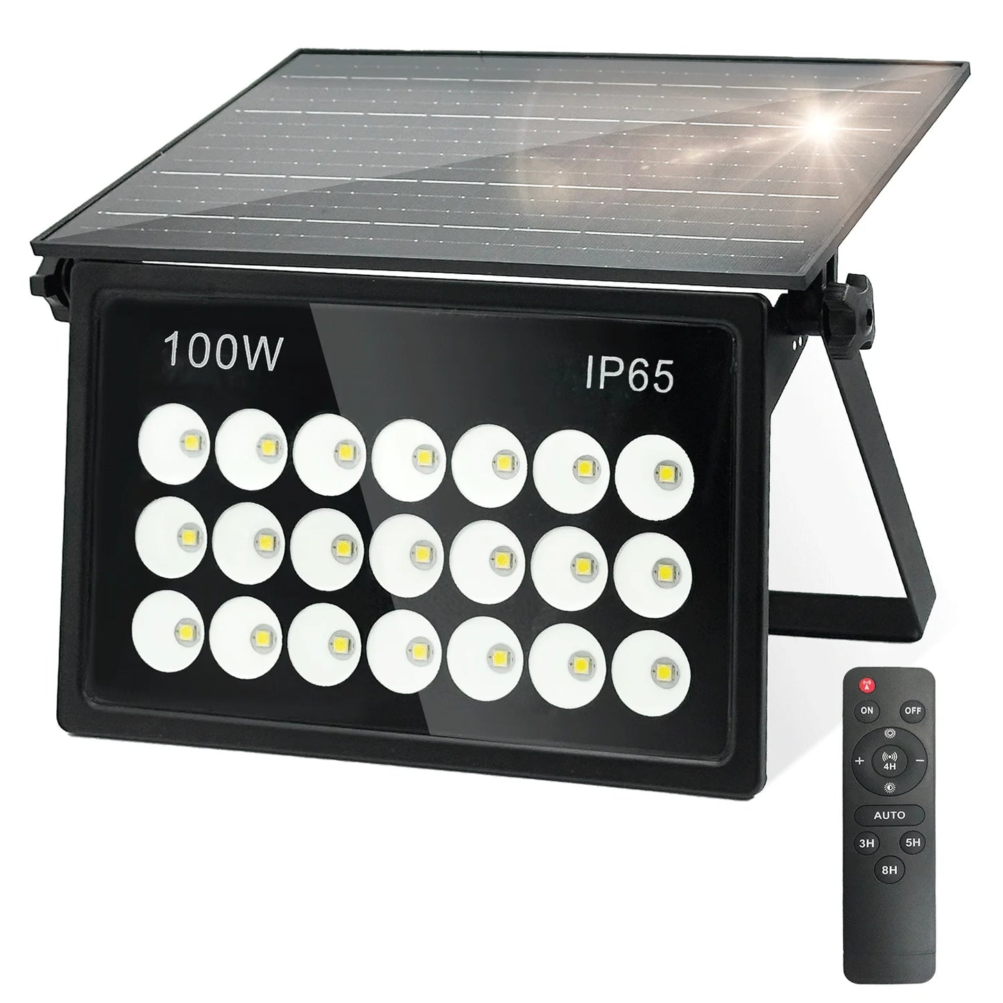 150W Solar Flood Lights Portable & Foldable 6500K 8000mAh IP65 Waterproof Outdoor Security Lights with Remote Control