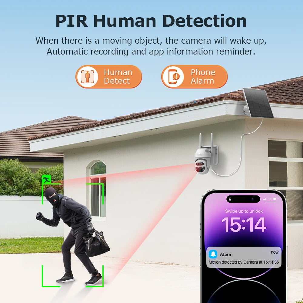 Solar Camera Security Cameras Wireless WIFI / 4G Solar Outdoor Camera 8MP 4K 12X Zoom SIM Human Detection Security Kamera