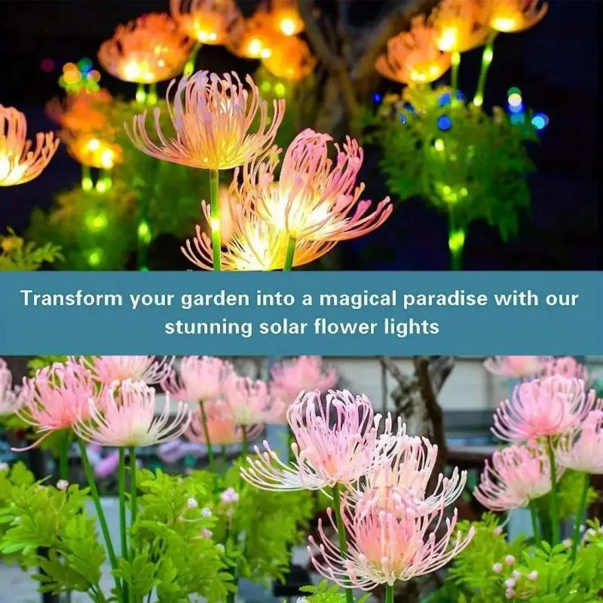 Solar Garden Lights Solar Flowers Lights with Glowing Flowers & Stems Solar Outdoor LED Light for Garden Pathway Deck Yard Decor