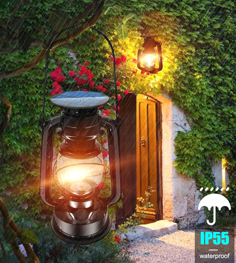 Solar Camping Lights Rechargeable Tungsten Bulb Portable Lantern With Hook Lighting Control Outdoor Waterproof Tent Lamp