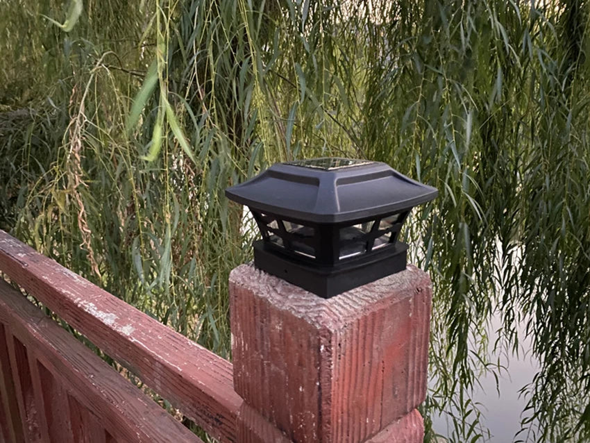 Solar Outdoor Post Cap Lights - 10x10- Bright LED Light for Fence Deck Garden or Patio Posts, White & Warm Light, 3-Gear Modes