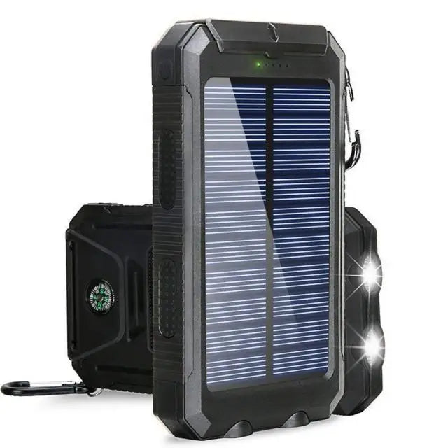 20000mAh Solar Power Bank Outdoor Portable Charger Powerbank Waterproof External Battery Dual USB Charging with LED Light