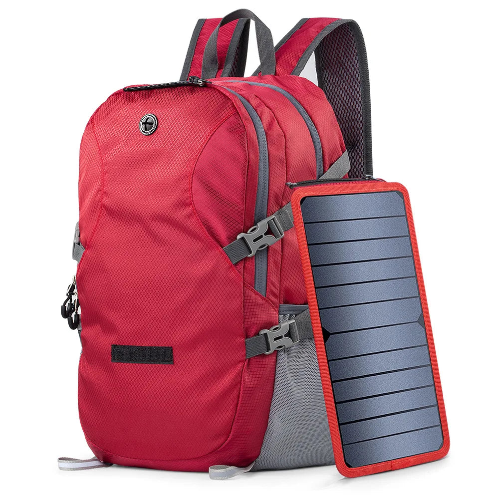 Solar Backpack Foldable Hiking Daypack With 5V Power Supply 6.5W Solar Panel Charge For Cell Phones