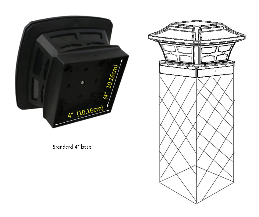 Solar Outdoor Post Cap Lights - 10x10- Bright LED Light for Fence Deck Garden or Patio Posts, White & Warm Light, 3-Gear Modes