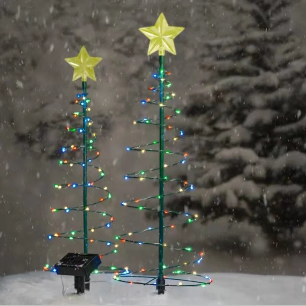 Solar Christmas Tree Lights Festive Dress Up Scene Layout Outdoor Garden Windproof IP65 Star Lights Decorative Lights