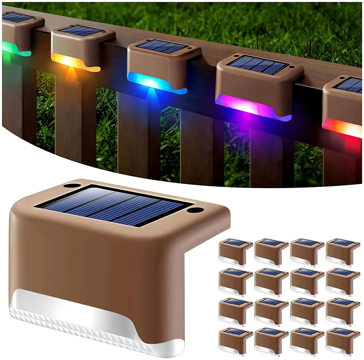 Solar Step Lights Outdoor LED Fence Lights 20 Pack Waterproof Led Solar Lamp for Railing Stairs Yard Patio and Pathway