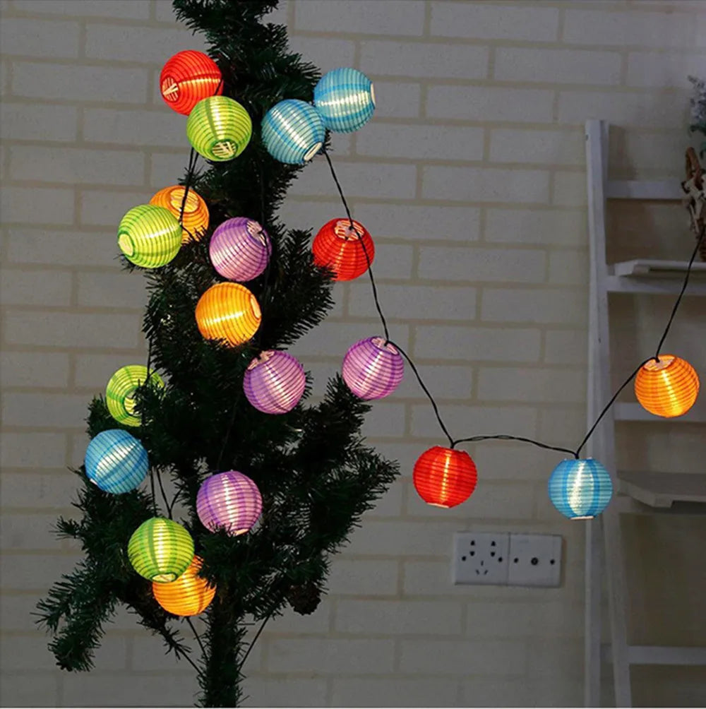 10/20/30 LED Solar Lantern String Light Outdoor Waterproof Christmas Garland Fairy Lights Patio Garden Party Wedding Decoration