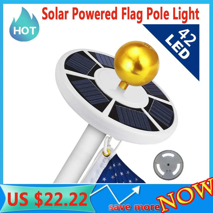 Solar Powered Flag Pole Light Emergency Ultra Bright Full Coverage Flagpole Downlight Adjustable Brightness Camping Outdoor 2020