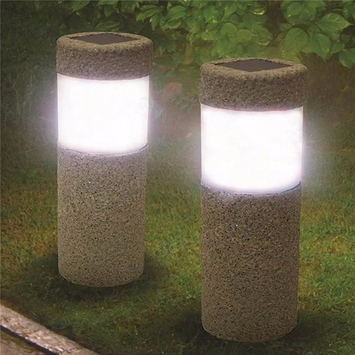 Solar Power Stone Pillar White LED Solar Lights Outdoor Garden Light Lawn Lamp Court Yard Decoration Lamp Lighting Dropshipping