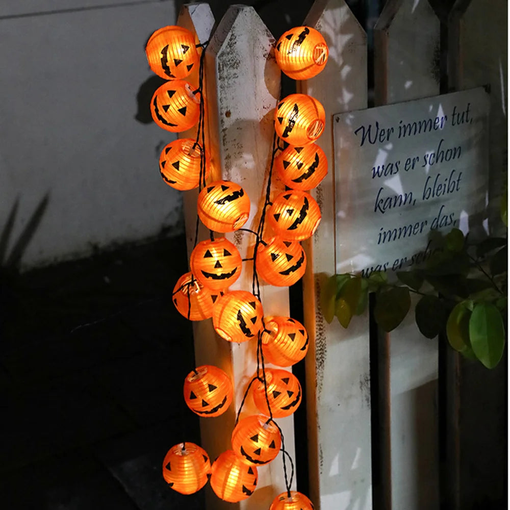 10/20/30 LEDs Solar Halloween Pumpkin String Lights Waterproof Outdoor Decor Fairy Lights Christmas Orange Pumpkin Lantern Lamp