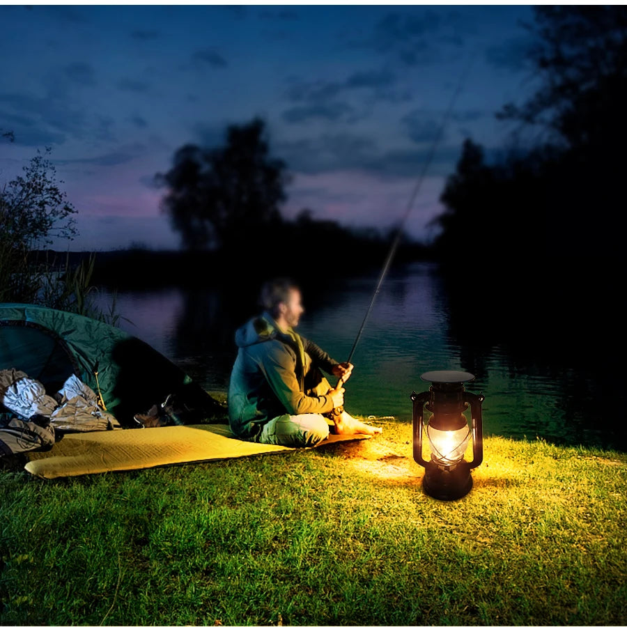Solar Camping Lights Rechargeable Tungsten Bulb Portable Lantern With Hook Lighting Control Outdoor Waterproof Tent Lamp