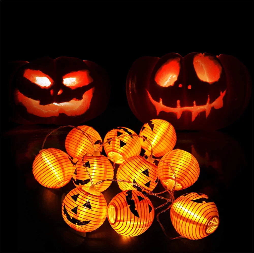 10/20/30 LEDs Solar Halloween Pumpkin String Lights Waterproof Outdoor Decor Fairy Lights Christmas Orange Pumpkin Lantern Lamp