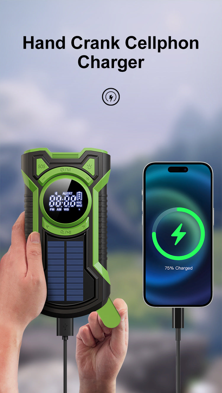 5000mAh Emergency Radio Hand Crank Solar, IP65 Waterproof Dustproof Bluetooth 5.3 Portable AM/FM/NOAA Weather Alert Radio