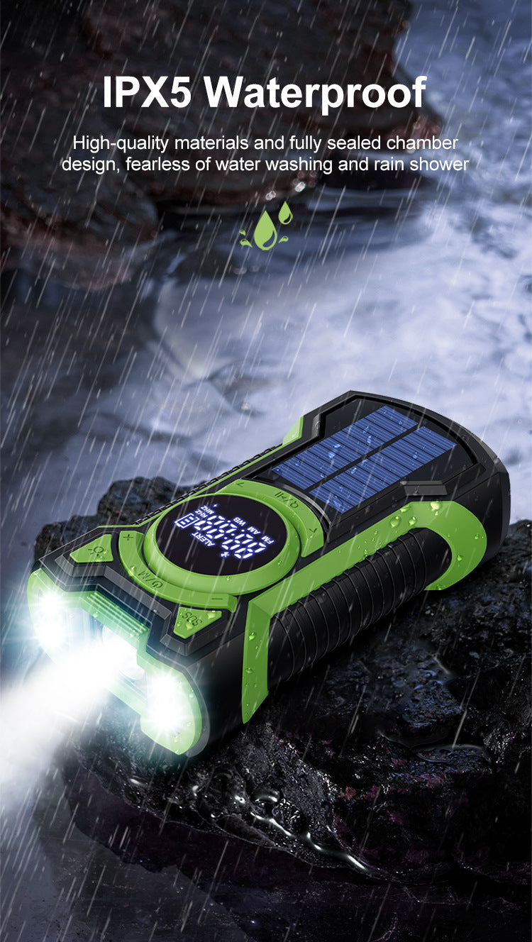 5000mAh Emergency Radio Hand Crank Solar, IP65 Waterproof Dustproof Bluetooth 5.3 Portable AM/FM/NOAA Weather Alert Radio
