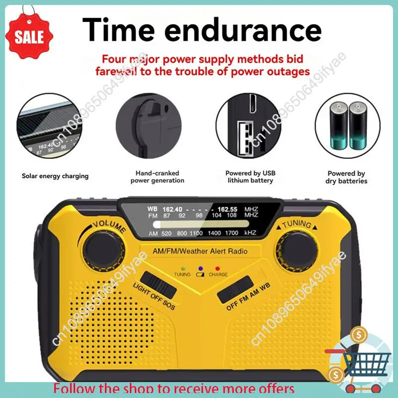 Y67A-SOS Alarm Emergency Radio AM/FM Portable Solar Solor Hand Crank USB Rechargeable Torch Reading Lamp For Emergencies