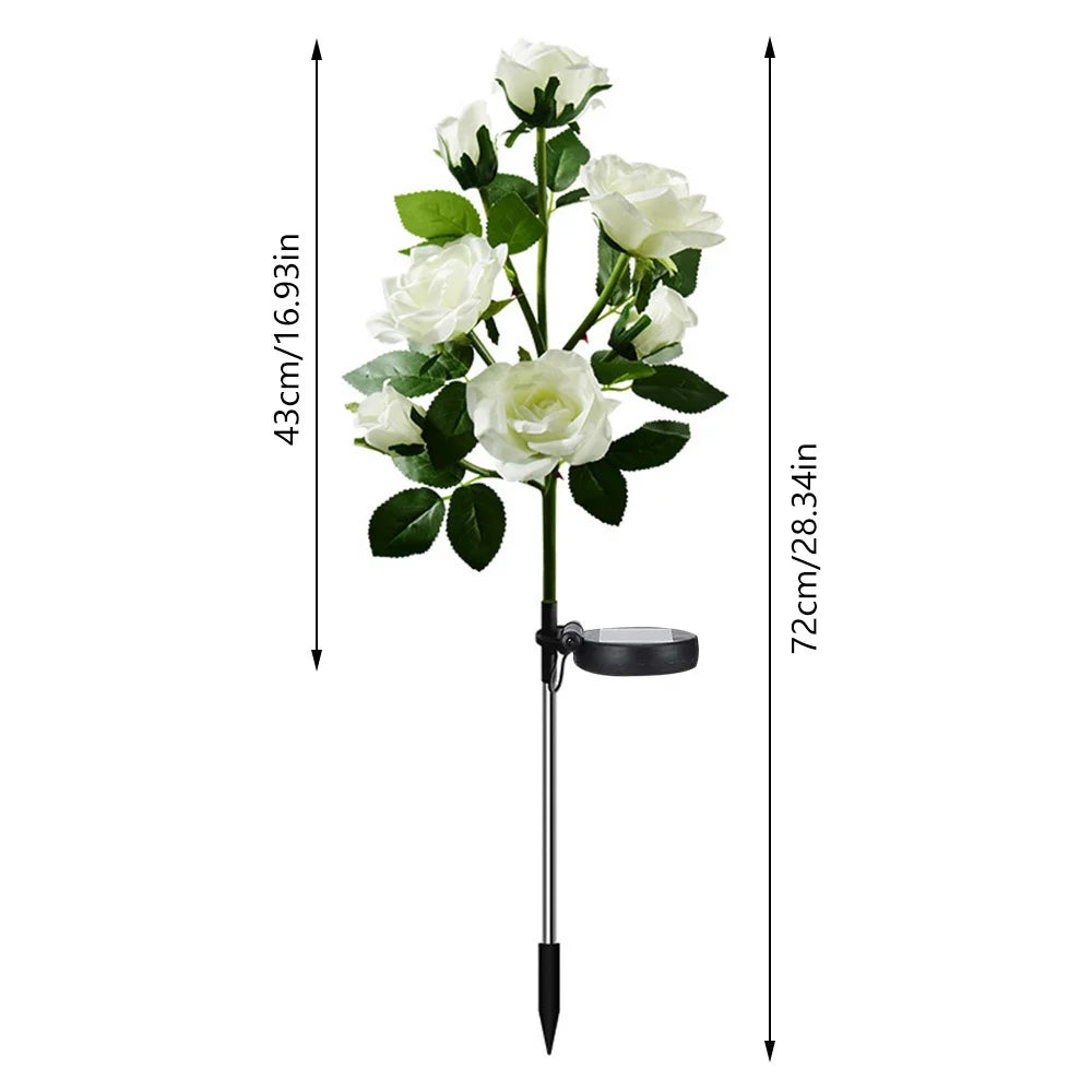Solar Garden Lights Solar Flowers Rose Light Solar Powered Lights Outdoor Waterproof LED Outside Light for Patio Yard Decor