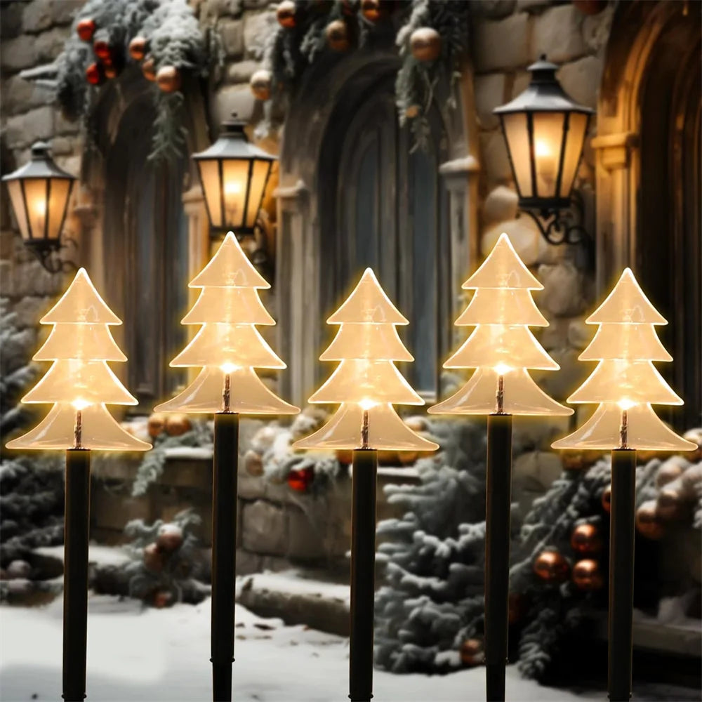 Solar Christmas Pathway Lights 5 Pack Solar Christmas Decor Star LED Lights Outdoor Waterproof Stake Lights Garden Walkway 731