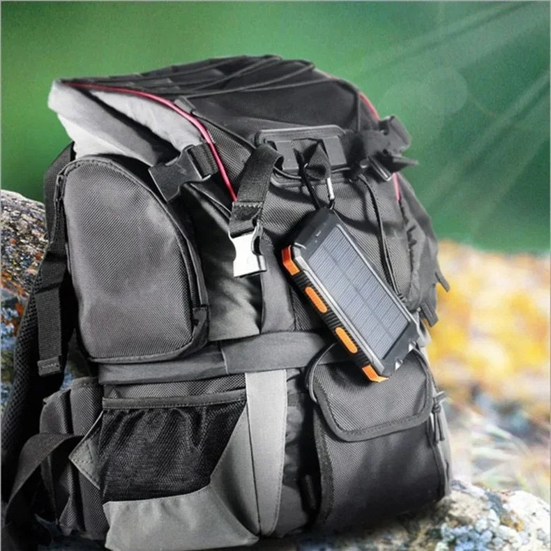 200000mAh Large Capacity Solar Power Bank New Portable With Lanyard Compass External Battery Outdoor Camping Charging Powerbank