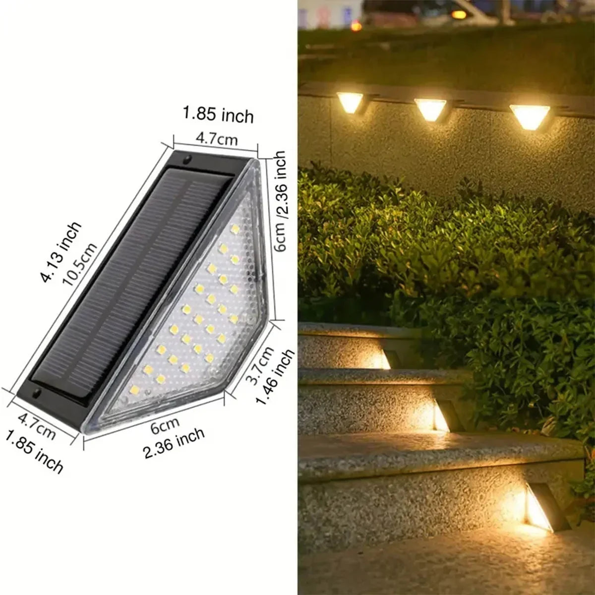 Outdoor Solar Step Lights, Warm White Light,IP66 Waterproof, Auto On, for Patio, Yard, Driveway, Porch Decoration