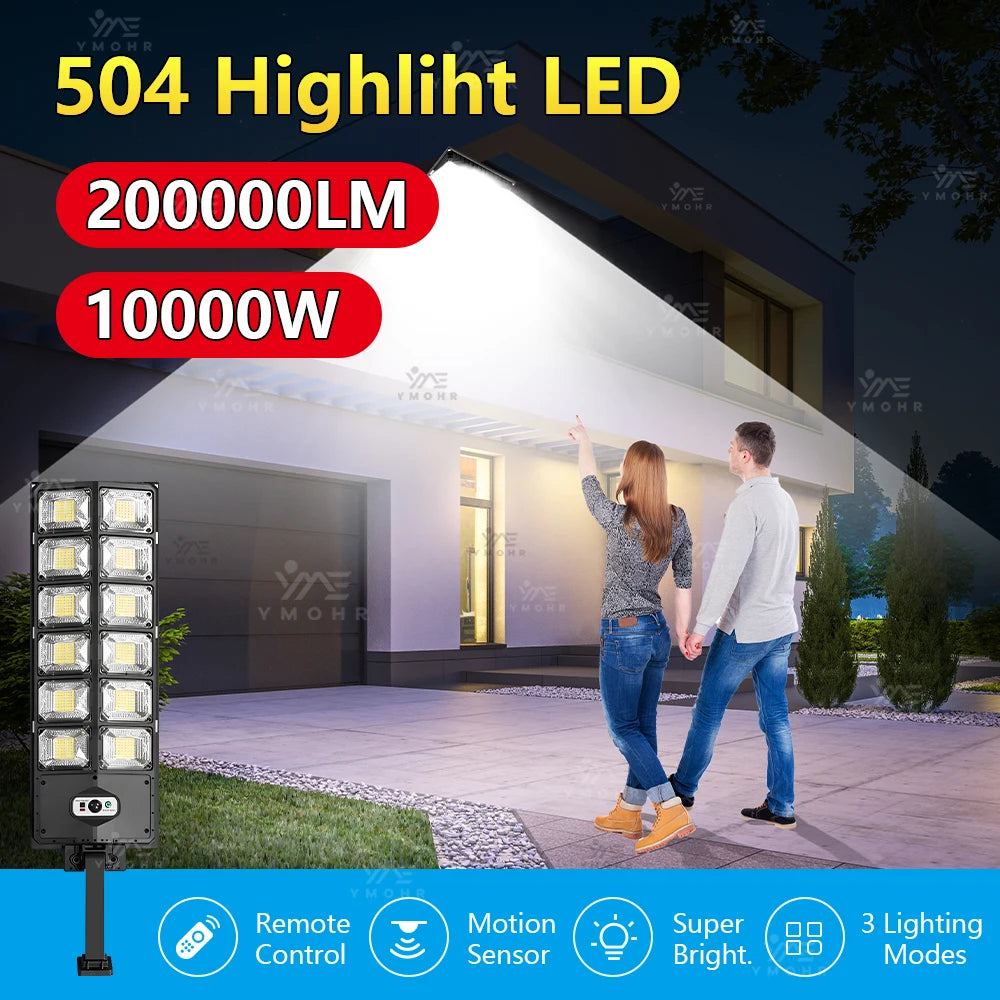 200000LM Huge Solar Street Lights With Remote Control Motion Sensor LED Power Outdoor Solar Lamp For Home and Garden Decoration