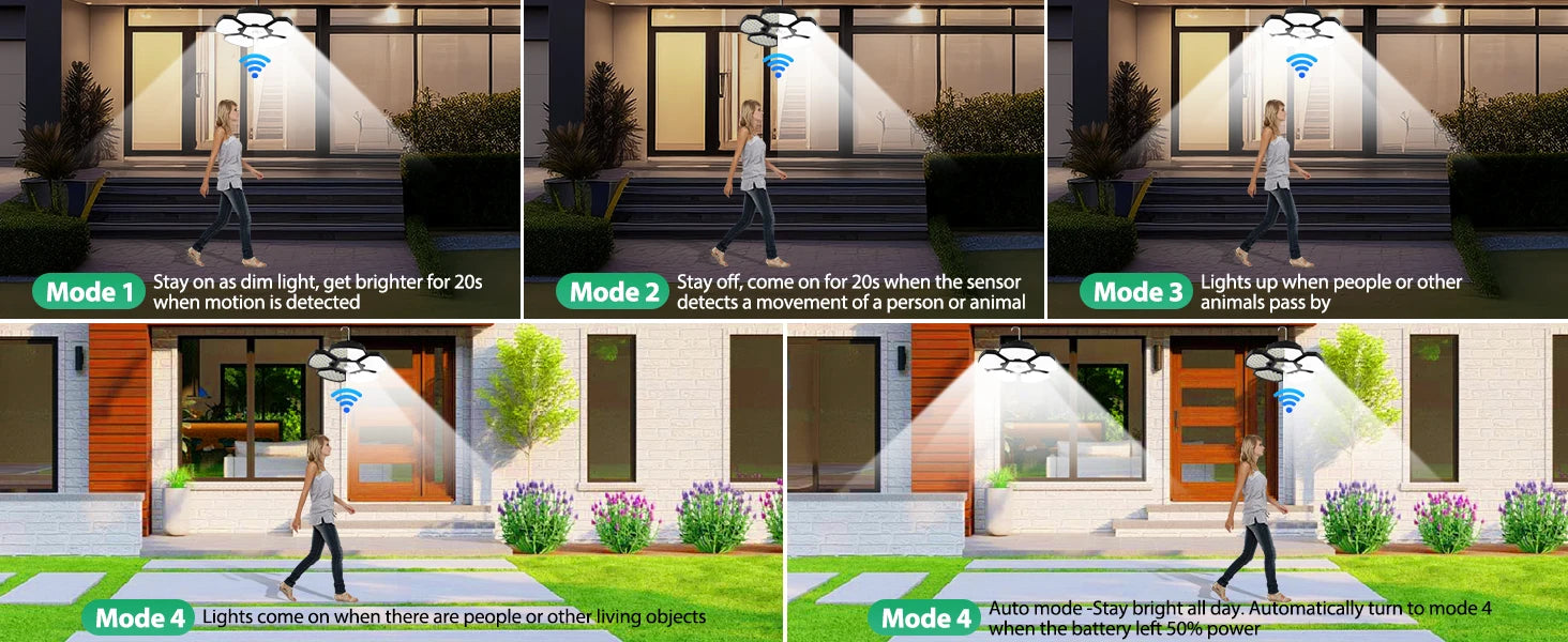 Solar Shed Light Indoor Outdoor Garage Balcony Motion Sensor Pandent Lights 156LEDS Waterproof Courtyard Security hanging Lamp