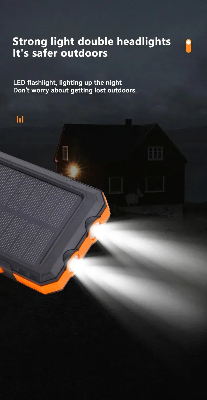 200000mAh Solar Power Bank Fast Charging Outdoor Large Capacity External Battery PowerBank Flashlight For iPhone Huawei Xiaomi