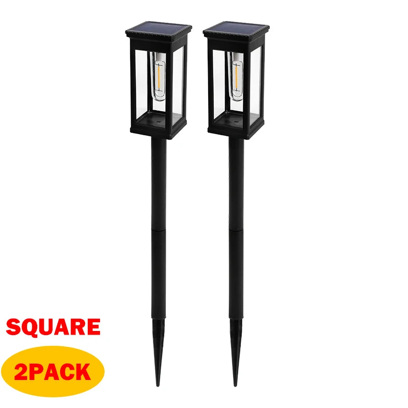 Solar Pathway Lawn Lights Outdoor Walkway Garden Tungsten lamp Waterproof Landscape Light Auto On/Off Lights for Yard Lawn Patio