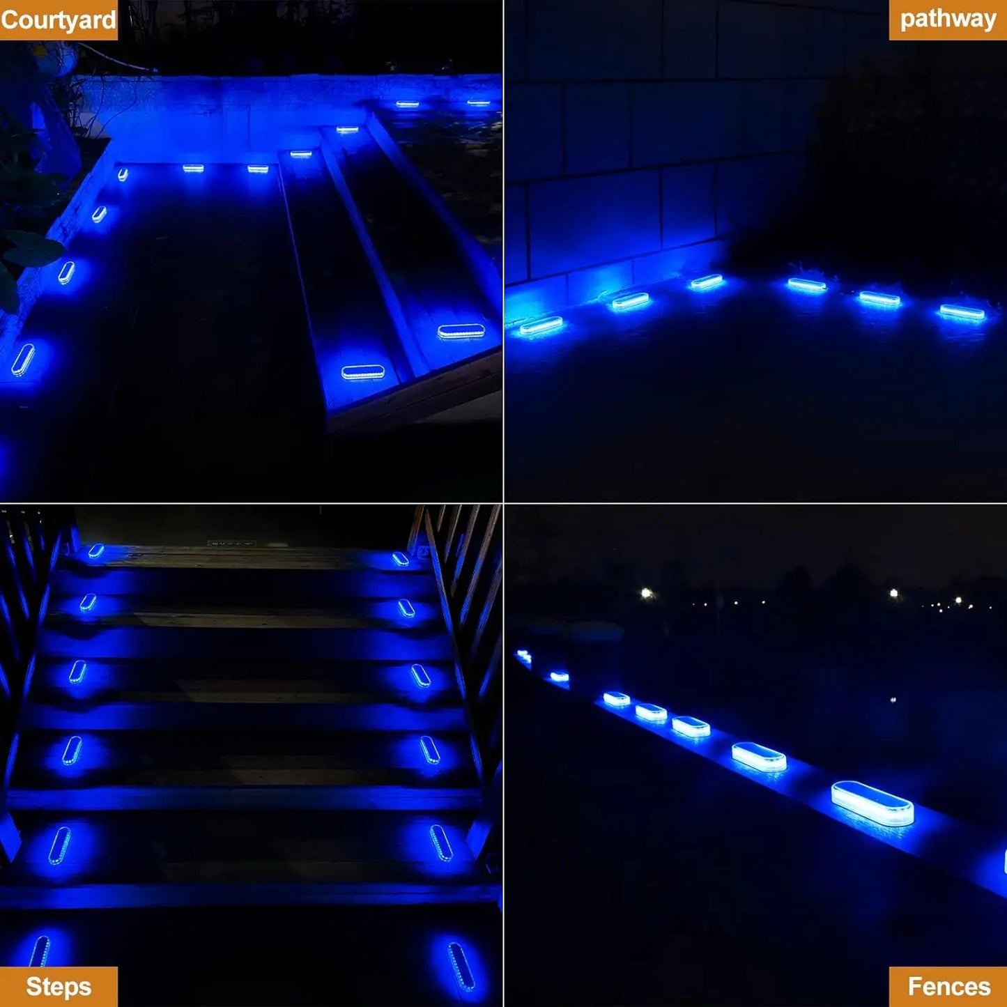 Solar Deck Lights IP68 Waterproof Outdoor Auto On/Off Lighting for Steps Docks Driveways Patios Fences - Solar Powered Lighting