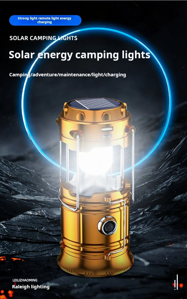 Solar Camping Light Portable Rechargeable Foldable Outdoor Searchlight Multifunctional Camping Lighting