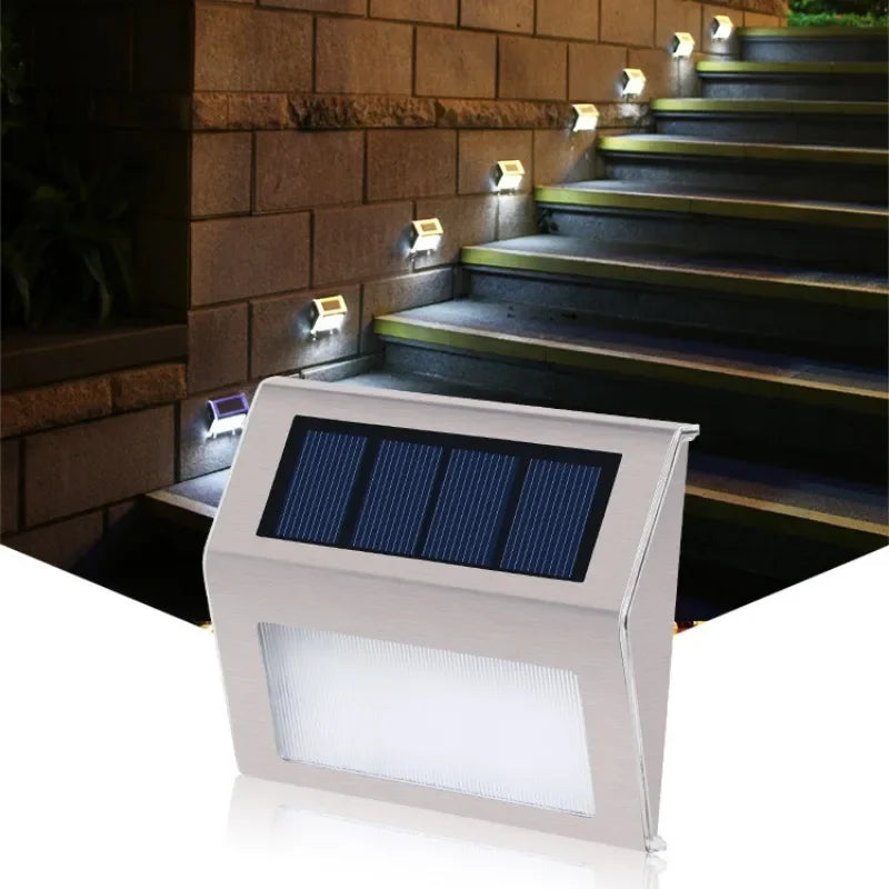 Solar Step Lights Solar Fence Lights Outdoor LED Stainless Steel Wall Lamps Deck Lights For Stair Fence Step Walkway Patio