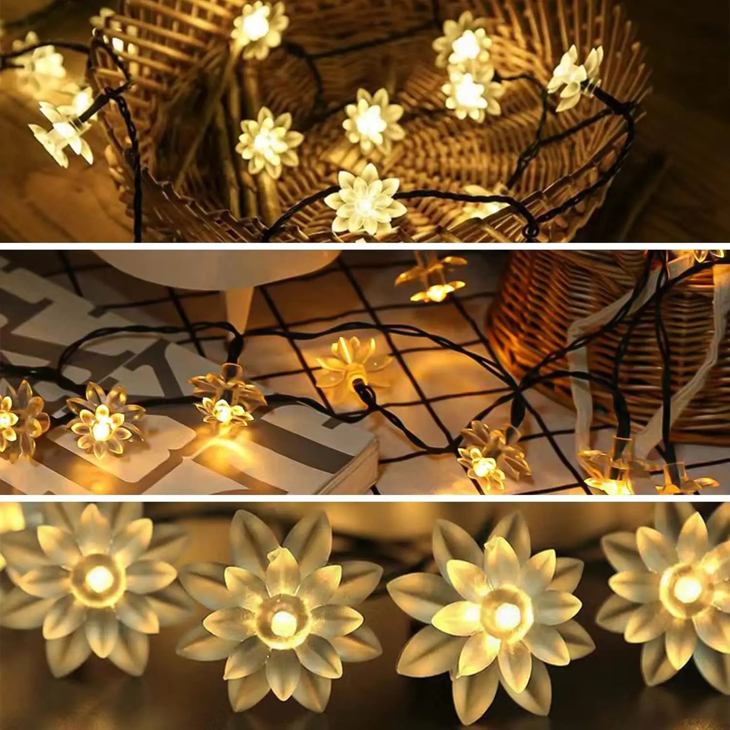 Solar flower String Lights Outdoor Waterproof, 8 Modes Lotus flower sharp Outdoor Solar Powered String Lights for Patio