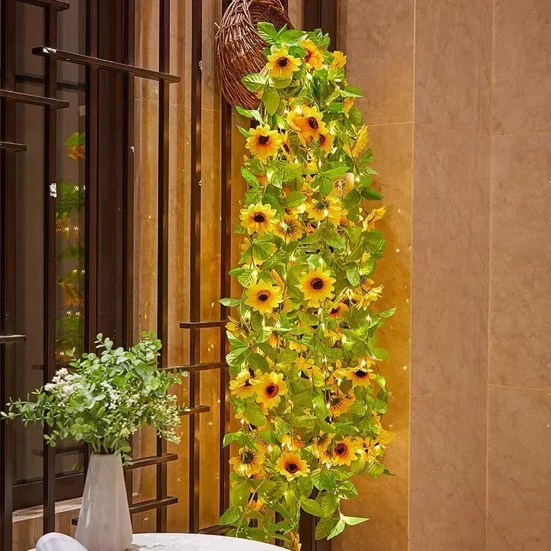 Solar Artificial Leaf LED String Lights Sunflower Maple Leaf Watermelon leaf Outdoor Light Up Garden Parterre Beach Decoration