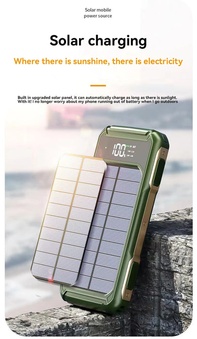 4-in-1 Solar Power Bank Built-in-cables 100000mAh High Capacity Charger Fast Charging Intelligent Digital Display Battery 2025