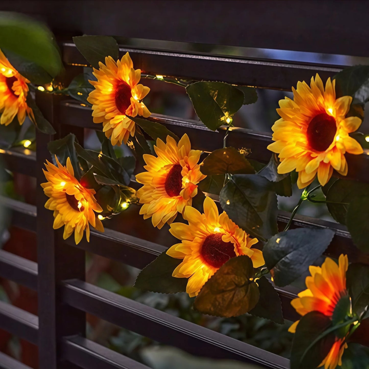 Solar Sunflower String Light LED Floral Vine Sunflower Garland Waterproof for Outdoor Fence Wedding Gardens Balcony Fairy Light