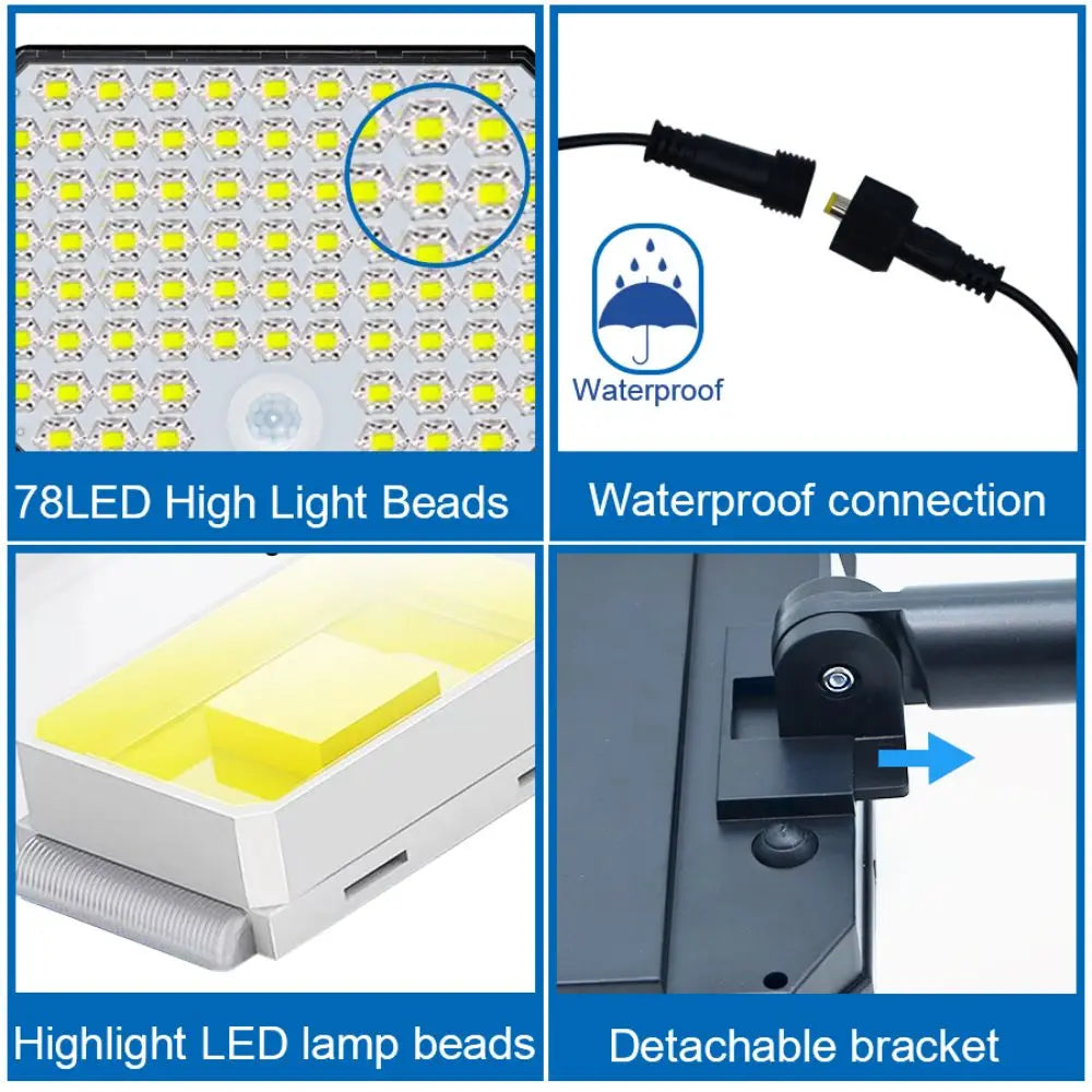 106/144/280 LED Solar Wall Lights Outdoor Motion Sensor Solar Flood Street Lamp with Adjustable Lighting Head For Street Gardens