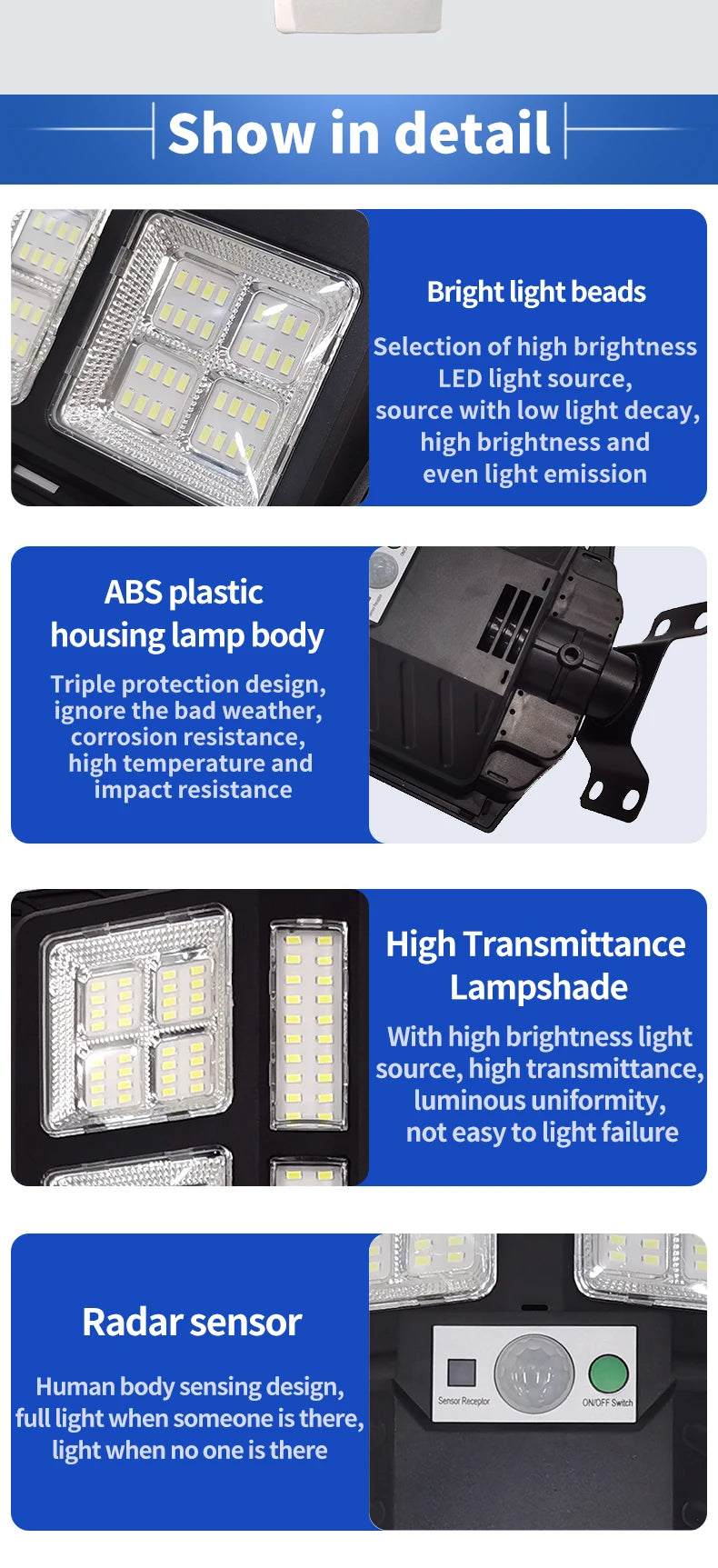 2025 New Solar Street Light 300W Waterproof IP65 Outdoor Motion Sensor LED Lamp with Remote Control for Garden Yard Pathway
