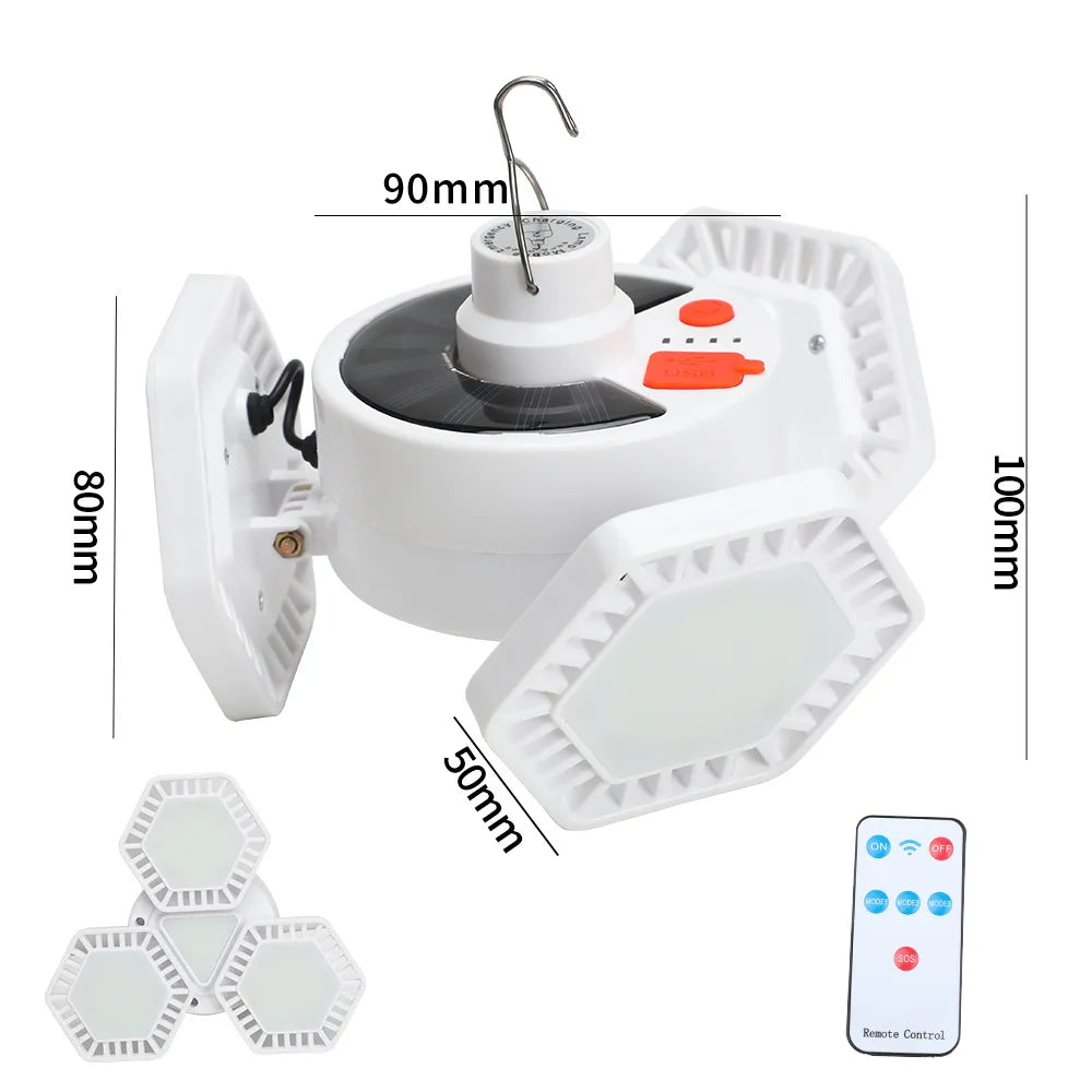 Solar Energy Camping Lamp 5 Modes SOS Waterproof USB Rechargeable LED Remote Control Foldable Lantern Portable Emergency Lamp