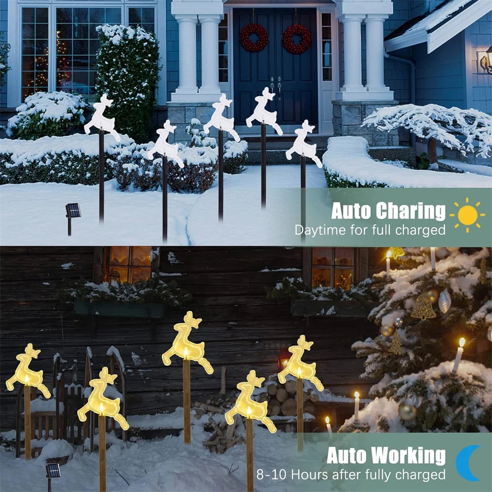 Solar Christmas Pathway Lights 5 Pack Solar Christmas Decor Star LED Lights Outdoor Waterproof Stake Lights Garden Walkway 731