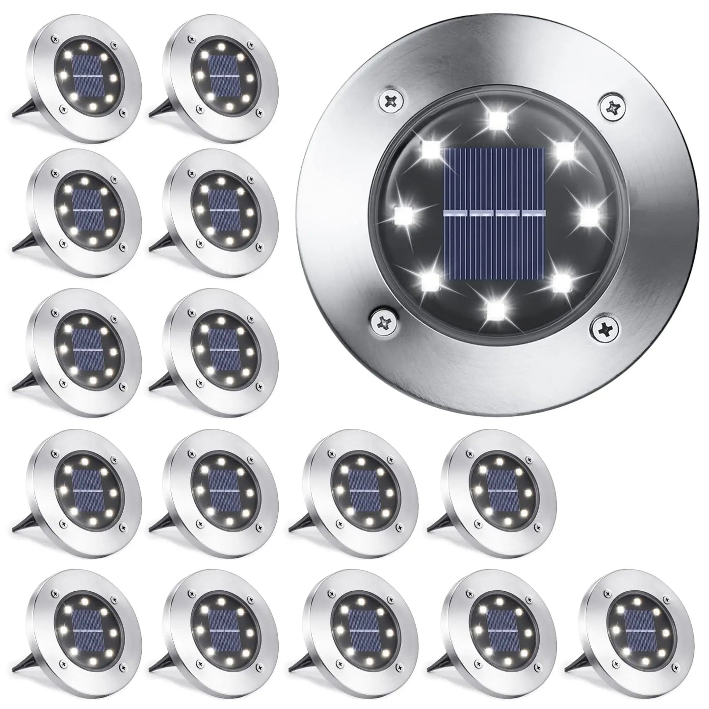 2-16 Pack Solar Ground Lights Outdoor 8 LED Waterproof Garden In-ground Pathway Landscape Lighting for Lawn Deck Patio Walkway
